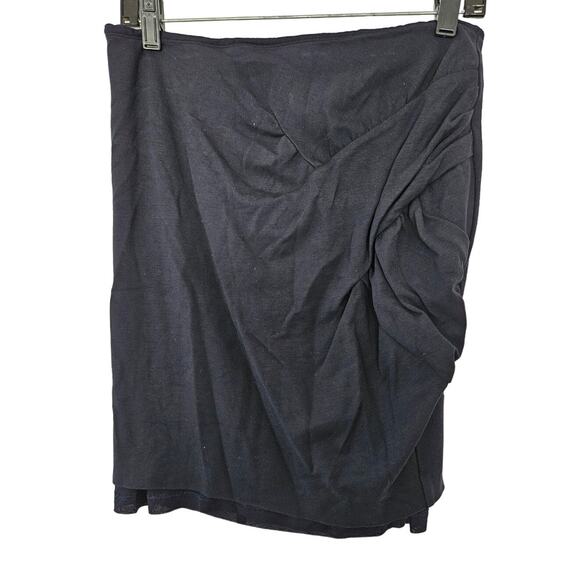 ESCADA Dark Blue Scrunch Side Mini Stetch Skirt sz 38 Minimalist Basic Casual - Picture 1 of 3
